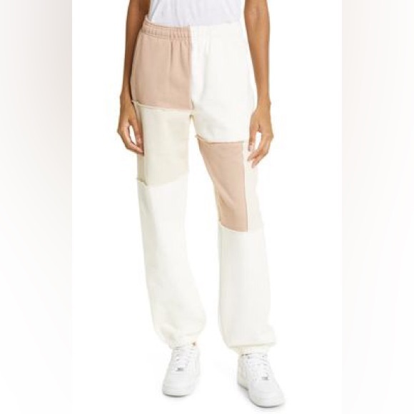 Patchwork Sweatpants in Warm Taupe Multi - Picture 2 of 2